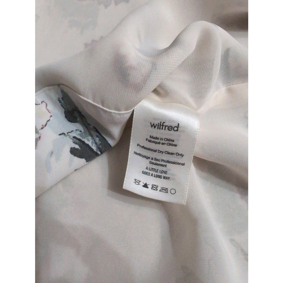 Aritzia Wilfred Watercolor Floral Wrap White Dress Women Sz XS Fairy Cottagecore - Picture 12 of 12